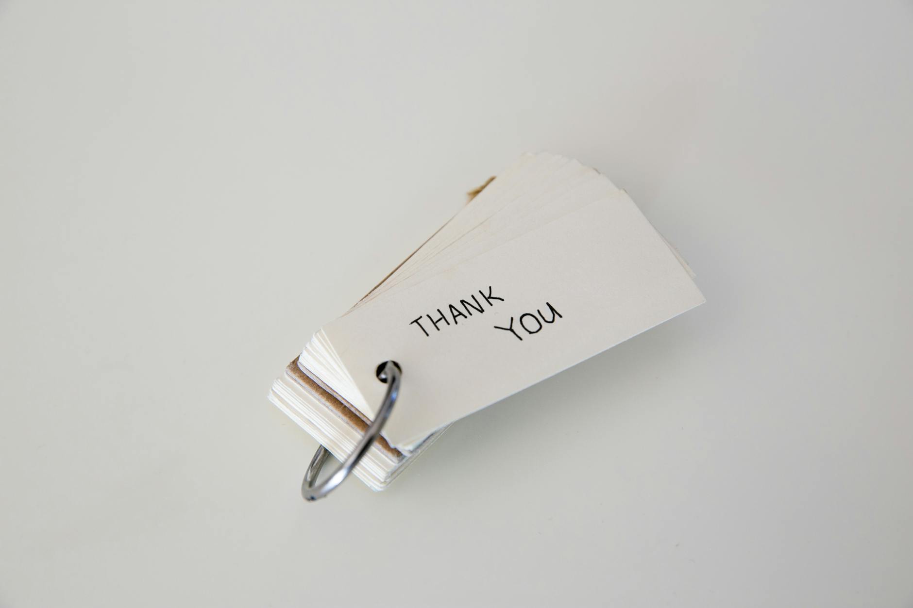 Ring Camera WiFi Troubleshooting Guide for North America 3 A minimalist thank you card with a ring binder on white background for gratitude messages.